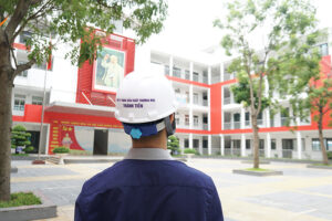 Cửa chống cháy Thành Tiến tại công trình Trường THCS Thạch Bàn