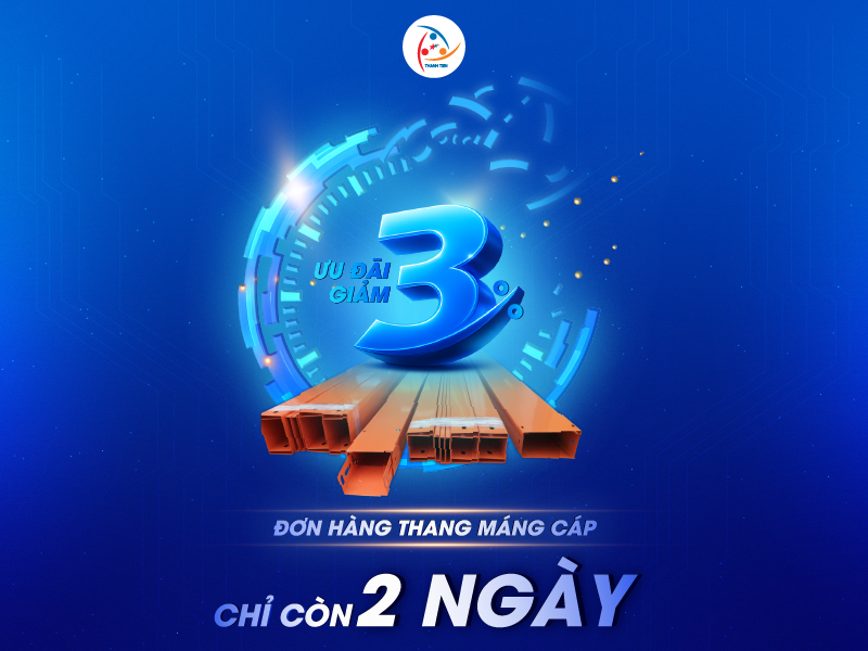 ưu đãi giảm ngay 3% tổng giá trị đơn hàng thang máng cáp sơn tĩnh điện